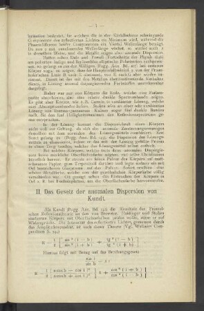 II. Das Gesetz der anomalen Dispersion von Kundt.