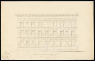 Fassade für ein Haus Unter den Linden, Berlin Monatskonkurrenz April 1833: Aufriss Fassade; Maßstabsleiste