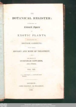 12: The Botanical register : consisting of coloured figures of exotic plants