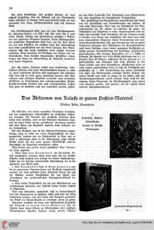 N.F. 18.1938: Das Abformen von Reliefs in gutem Positiv-Material