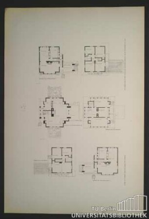 Tafel XLVIII. Grundrisse der drei typischen Landhäuser für Herrn E. C. Waller, River Forest, Ills0