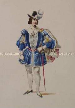Mann im blauen Kleid und weißen Beinlingen - Tafel aus Franceschini/Kostümbilder (Kassette 1)