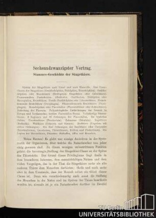 Sechsundzwanzigster Vortrag. Stammes-Geschichte der Säugethiere.