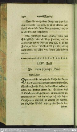 LXIV. Fall. Von einem schwarzen Staar