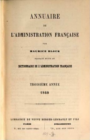 Annuaire de l'administration française, 3. 1860