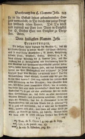 Verehrung des H. Namens Jesu. - Litaney vom H. Namen Jesu.
