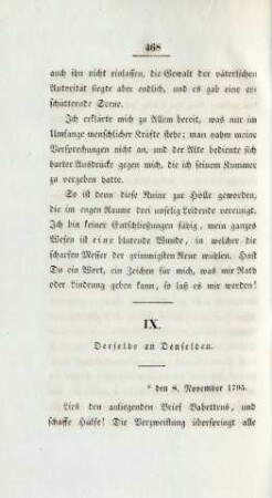 IX. Derselbe an Denselben