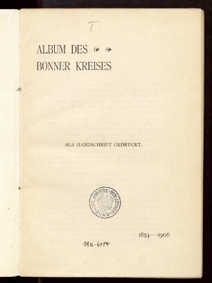 Album des Bonner Kreises : 1854 - 1906