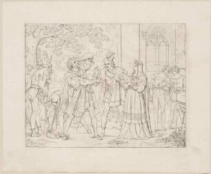Zu Shakespeares "König Lear", Blatt 4, 1. Akt, 4. Szene: Goneril weist König Lear von seinem Hof