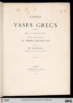 Choix de vases Grecs inédit de la collection du Prince Napoléon