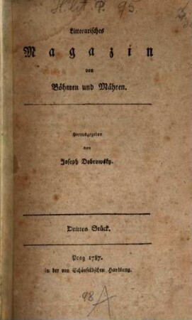 Litterarisches Magazin von Böhmen und Mähren. 3. 1787