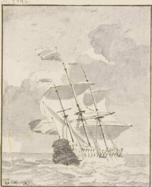 Großes Schiff von links nach rechts segelnd