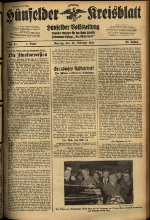 Erste Ausgabe vom Freitag, den 15. Februar 1935.