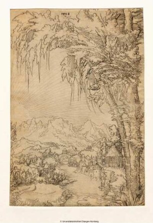 Ansicht von Feldkirch. Vorn rechts mächtiger Baum