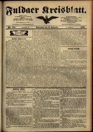 Erste Ausgabe vom Samstag, den 25. September 1909.