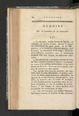 Mémoire sur la luxation de la clavicule.