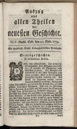 LXV. Nachl. Cob. den 10. Nov. 1759.