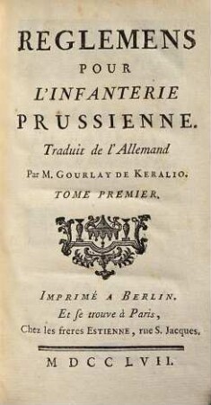 Reglemens pour l'infanterie Prussienne, 1