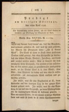208-220, Predigt am heiligen Ostertage, den 18ten April 1798.