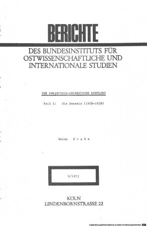 Der sowjetisch-chinesische Konflikt, 1. Die Genesis : 1956 - 1959