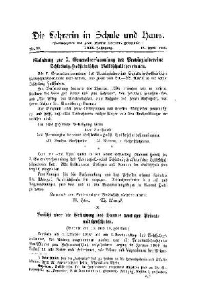 Bericht über die Gründung des Bundes deutscher Privatmädchenschulen