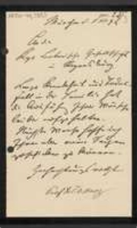 Brief von Carl Otto Harz an Regensburgische Botanische Gesellschaft
