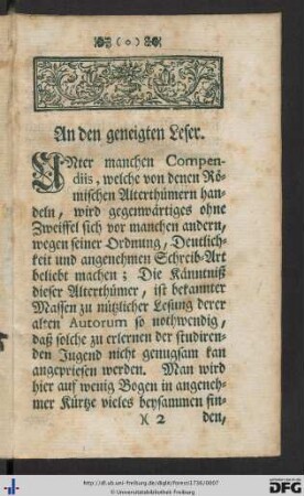 An den geneigten Leser.