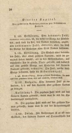 Viertel Kapitel. Die gemeinen Rechnungsarten mit benannten Zahlen