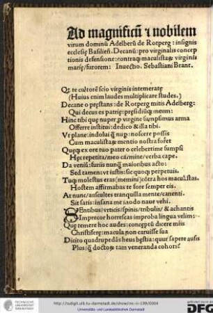 Quod te cultorem scio virginis intemeratae (huius enim laudes multiplicare studes)...