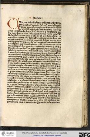 Postilla. Cum iret... Lu xvii... Ante initium illius evangelii scribit sanctus Lucas quod Christus dixit discipulis suis Cum omnia feceritis...