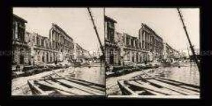 Überflutete Hafenstraße, Corso Vittorio Emanuele, mit zerstörten Häusern, Messina