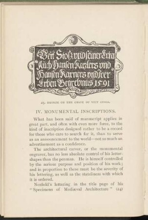 IV. Monumental inscriptions.