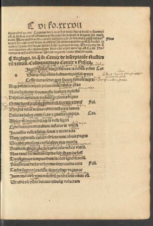 Aegloga. vi. quae dicitur Cornix de disceptatione Rusticorum et civium ...