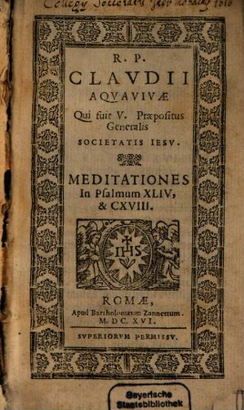 Meditationes in Psalmos 44 et 118