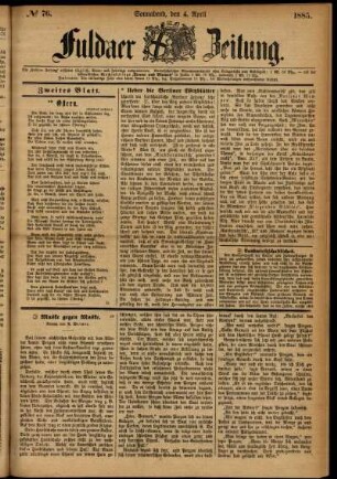 Ausgabe vom Samstag, den 04. April 1885.