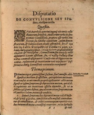 De convulsione seu spasmo, eiusque causis propositiones
