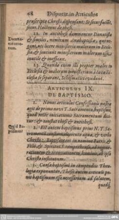 Articulus IX. De Baptismo