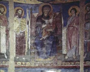Fresken der Apsiskalotte — Thronende Muttergottes zwischen Johannes dem Täufer und Johannes Evangelista, sowie den zwölf Propheten