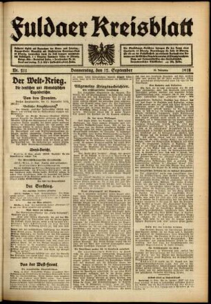 Ausgabe vom Donnerstag, den 12. September 1918.