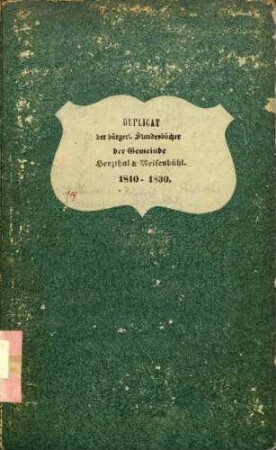 Herztal, Nußbach, Oberkirch OG; Katholische Gemeinde: Standesbuch 1810-1830