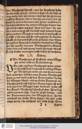 Die LX. History Wie Vlenspiegel zu Erffurdt einen Metzger wider vmb ein Braten betrog