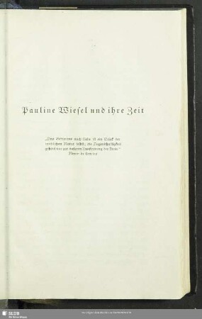 Pauline Wiesel und ihre Zeit