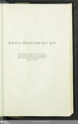 Pauline Wiesel und ihre Zeit