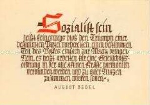 Postkarte mit Zitat von August Bebel