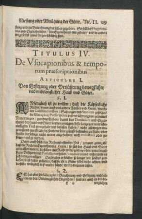 Titulus IV. De Usucapionibus & temporum praescriptionibus.