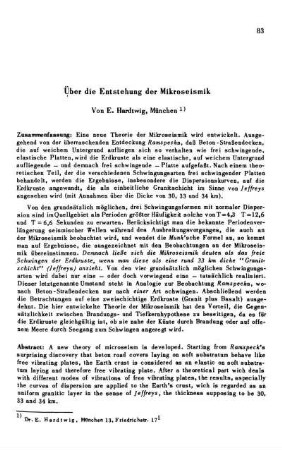 Über die Entstehung der Mikroseismik