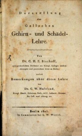 Darstellung der Gallschen Schädel- und Gehirn-Lehre