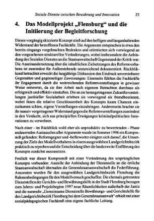 23-24, 4. Das Modellprojekt "Flensburg" und die Initiierung der Begleitforschung
