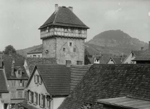 Reutlingen, Gartentor : Reutlingen. Stadtansicht mit Gartentor. Blick nach Osten gegen die Achalm (Albausleger)