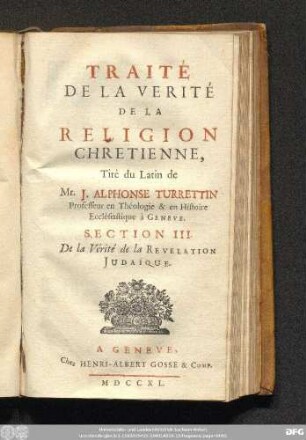 Section III.: De la Vérité de la Revelation Judaïque